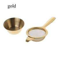 1set Pratical Fine Kongfu Teapot Infuser Coffee Stainless Steel Tea Strainer Mesh Colander  Filters auksas