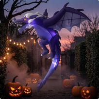 Hanging Dragon Decoration Halloween Inflatable Lighted Decor for Yard, Spooky Attraction
