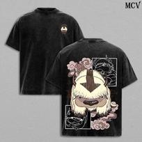 Appa Avatar T-Shirt, Flying Bison Anime Tee, Cute Companion Graphic Vintage Wash 110 black
