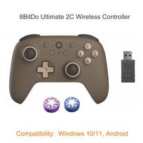 8BitDo Ultimate 2C Wireless Gaming Controller with Hall Effect Joystick for Windows 10/11 Android-New Transparent Black Edition