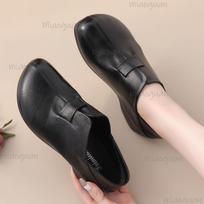 Soft Sole Leather Loafers for Women Slip-On Comfortable Casual Walking Shoes Lightweight Mom Shoes Zapatos Para Mujer Size 35-41 41 juoda