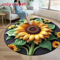 Sunflower Pattern Diatom Mud Round Mat For Bedroom And Hallway Waterresistant Home Decor Style E,50X50CM