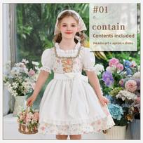 Children's Dirndl Dress Oktoberfest Maid Costume with Headscarf and Apron 130cm black