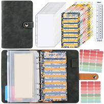 PU A6 Handbook Storage Bag Colorful Notebook Binder  Financial Management tamsiai pilka spalva
