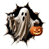 Halloween Break-In 3D Wall Decals Cracked Effect Removable PVC Stickers Haunted Scene Holiday Party Decor