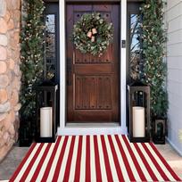 Entrance Floor Mat Red Snow Snowflake Letters Print Skidproof Indoor Entrance Way Hallway Living Room Holiday Decor Rug 60cm x 90cm