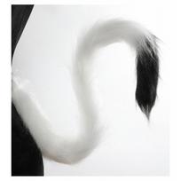 Rankų darbo purios katės uodegos ir lapės ausų aksesuarai Lolita Cosplay Kawaii Anime kostiumas Fluffy Cat TailBlack White white
