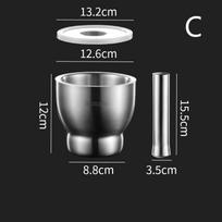 Mortar And Pestle Stainless Steel Spice Grinder Pill Crusher With Lid Ergonomic Grip For Crushing Grinding C