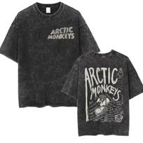 Retro roko Arctic Monkeys muzikos albumas Grafinis marškinėliai Vyriški vintažiniai skalbti negabaritiniai marškinėliai trumpomis rankovėmis Y2k hiphopo gatvės apranga 2XL gray