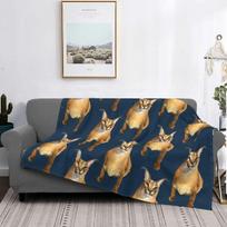 Floppa Smile Blankets Funny Meme Caracal Cat Plush Throw Blankets Bedding Couch Decoration Ultra-Soft Warm Bedspreads 75X95CM blue