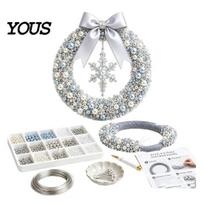 Holiday Crafting Projects DIY Christmas Pearl Wreath Kit, Handmade Beaded Door Decor, Bead Garland for Decor Wall Hanging Elegant Craft Project B