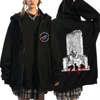 Anime Akira 90s Japanese Manga Saro Kaneda Shima Tetsuo Zipper Hoodies Men's Long Sleeves Zip Up Hooded Sweatshirts Jackets M juoda