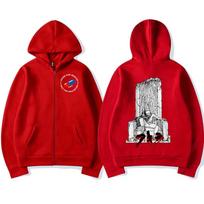 Anime Akira 90s Japanese Manga Saro Kaneda Shima Tetsuo Zipper Hoodies Men's Long Sleeves Zip Up Hooded Sweatshirts Jackets XL raudona