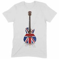 Union Jack Acoustic Guitar Britpop Mens Guitarist T Shirt 4XL