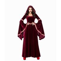 Viduramžių retro gotikinis gobtuvas raganos ilgas sijonas prabangi moteriška vakarėlio suknelė Cosplay vampyro Helovino kostiumas suaugusiems S