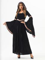 Viduramžių retro gotikinis gobtuvas raganos ilgas sijonas prabangi moteriška vakarėlio suknelė Cosplay vampyro Helovino kostiumas suaugusiems M black