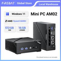 FIREBAT AM02 Mini PC AMD Ryzen 5 6600H 16GB LPDDR5 512GB SSD Triple Display 4K@60Hz Dual 2.5G LAN WiFi 6 BT 5.2 USB-C Desktop Computer 16GB RAM 512GB SSD juoda