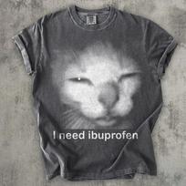 I need Ibuprofen Funny Vintage Graphic Cat T-shirt, Silly Kitten Tshirt, Meme Sh 110 white