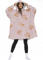 Pink Comfy Plush Hoodie Oversize Blanket Warm Corgi Dogs gray