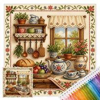 Scenic Kit 14CT Stamped 2 Strands Cotton Thread 40x40cm Full Stitch Beginner Set