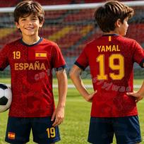 2026 Specialus YAMAL 19 Futbolo Džersis Marškinėliai Šortai Rinkinys Moterys Vyrai Harajuku Ispanijos Gerbėjai Marškinėliai Šortai Rinkinys Vaikams Sportinis Kostiumas 2 Dalių Rinkinys 140