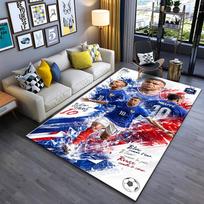 Sports Area Rug, Kylian Mbappe France 10 Team Poster Blue Red Splash, Fan Cave Decor, Non-Slip Mat 150x220cm(59x86in)