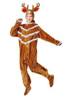 Adult Animal Costume Onesie Halloween Giraffe Tiger Cow Bear Plush Jumpsuit for Men Women Stage Role Play Cosplay Outfit S brown