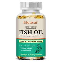 Didacat Fish Oil Softgels, High Potency Omega-3, 800mg EPA & 600mg DHA, 2000mg, 120 Caps 120 Capsules