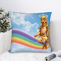 Tung Tung Sahur Angel Rainbow Heaven Meme Pillow Cover Cute Funny Pillow Case For Chair Sofa Home Decor Design Cushion Cover 30X30CM gray