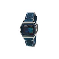 CASIO Custom Collection Kvarcinis Mechanizmas Odinis Dirželis Laikrodis Unisex Mėlynas Ciferblatas A158WA-1 Blue Strap black