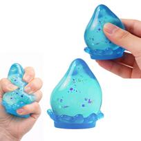 Squishy Fidget Toy, Teardrop Shape Sensory Squeeze Toy with Glitter Sequins, Soft Stress Relief Hand Toy for Kids Adults Anxiety Pressure Release Blue