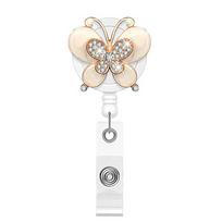Crystal Work Card Clips Hospital Badge Holder ID Card Clips Nurse Badge Clip Retractable Badge Reel Butterfly 04