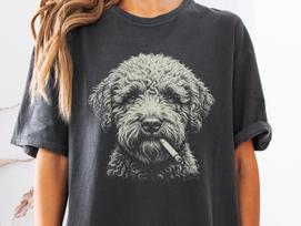 Smoking Lagotto Romagnolo Shirt, Vintage Y2K Grunge Truffle Dog Tee, Funny Dog Face Shirt, Comfort Colors® Edgy Meme T Shirt XL black