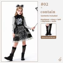 Helovino Vaikų Kostiumas Lolitos Suknelė Klouno Mergaitė Vampyras Karnavalas Miško Ragana Pasirodymo Apranga 120cm black