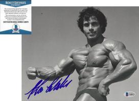 FRANCO COLUMBU MR. OLYMPIA BODYBUILDER SIGNED 8x10 Photo Poster Painting PROOF BECKETT Retro BAS gray