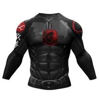Bjj Rash Guardai Vyriški Jiu Jitsu MMA Marškinėliai Rashguard No Gi Ilgomis Rankovėmis Vyrams Bokso Bėgimo Treniruočių Marškinėliai Tamprios Sportinės Marškinėlės XL 175-185cm black
