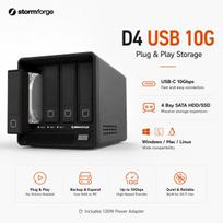 D4 4 Bay SATA HDD SSD Enclosure USB 3.2 Gen2 10Gbps MINI SAS 8643 External Storage Box for NAS PC Mac Linux