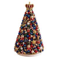 Beaded Christmas Tree DIY Craft Kit Tabletop Holiday Decor Foam Cone Pins Beads Ornaments Set