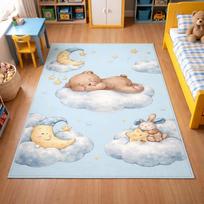 Lovely Watercolor Sleeping Bear Pattern Non Slip Floor Mat Durable Stain Resistant Kids Play Rug for Home Nursery Bedroom Decor 40X60CM beige