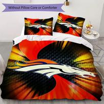 Denver Broncos Pattern Bedding uilt Set uilt Cover Pillowcase Home Decoration Birthday Gift (1*duvet cover + 2*pillowcase without core) 135x200cm black