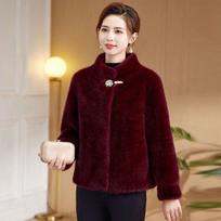 Autumn Winter Women's Short Stand-up Collar Mink Coat Thickened Velvet Jacket Female Loose Casual Warm Overcoat M brown