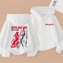 Anime Devil May Cry Son of Sparda Dante Zipper Hoodie Men Women Cartoon Manga Zip Up Jacket Coat Unisex Vintage Casual Hoodies XL balta