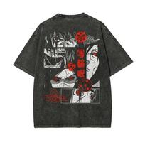 Naruto Japanese Animation Summer Trend Pure Cotton Washed Old Short-sleeved T-shirt Men's and Women's Fashion Retro Top M įvairiaspalvis