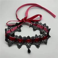 Elegant Black Lace Bowkot Choker Necklace Gothic Collar Necklace Vintage Choker Short Chain Necklace Jewelry 3 raudona
