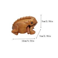 Portable Wooden Frog Guiro Rasp Handcrafted Lucky Frog Musical Instrument Lucky Frog Crafts Home Office Desk Decor brown