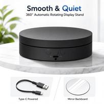 Rotating Display Stand with Adjustable Angle and, Rechargeable Motorized for Product Photography and Live Streaming One Size juoda
