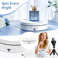 Rotating Display Stand with Adjustable Angle and, Rechargeable Motorized for Product Photography and Live Streaming One Size balta