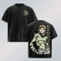 JoJo's Bizarre Adventure Brando Diego T-shirts Men Women Clothing Vintage Washed Cotton T Shirt Harajuku Summer Tee Tops Clothes 3XL black