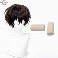 High Quality Dazai Osamu Cosplay Anime Cosplay Short Brown Heat Resistant Synthetic Hair Anime Role Play Wigs + Wig Cap black