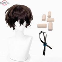 High Quality Dazai Osamu Cosplay Anime Cosplay Short Brown Heat Resistant Synthetic Hair Anime Role Play Wigs + Wig Cap black